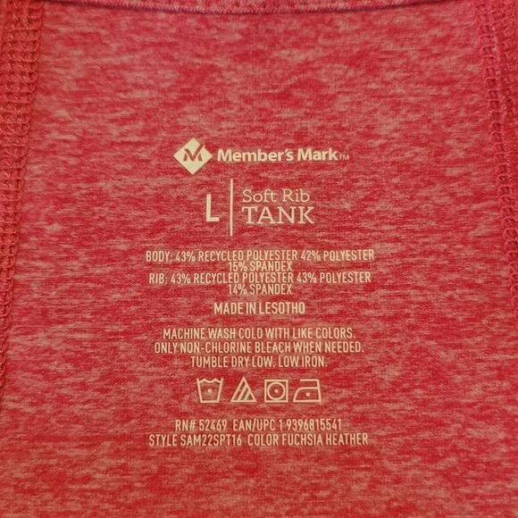 NWT Member's Mark Women's Pink Heather Soft Rib Cropped Tank Top Size Large - Picture 8 of 12